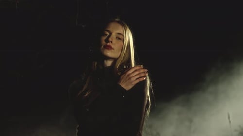 Woman in Dark Smoky Room Posing