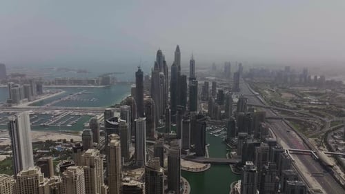 High angle view showing Dubai Marina, United Arab Emirates