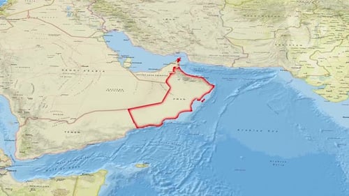 Map Of Oman With An Outline Country Border 2K