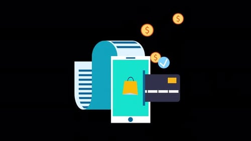 Mobile Phone E-commerce Payment Flat Design Animation