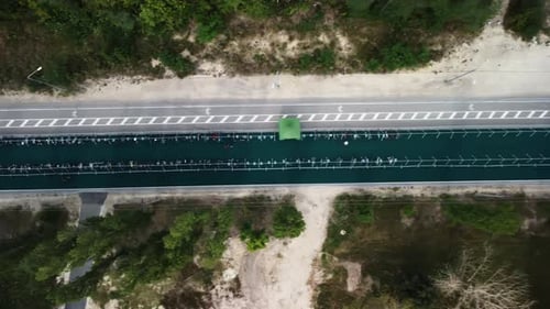 Aerial View of Athletes Participating in Triathlon