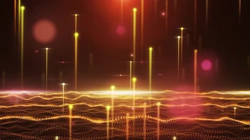 Abstract Glamorous Orange Field with Flying Lines