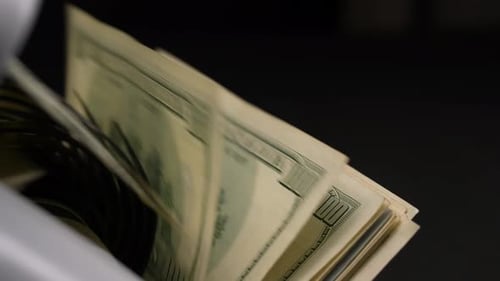 Money Counter Counting One Hundred Dollar Bills