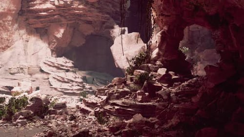 Blick aus dem Inneren einer dunklen Höhle