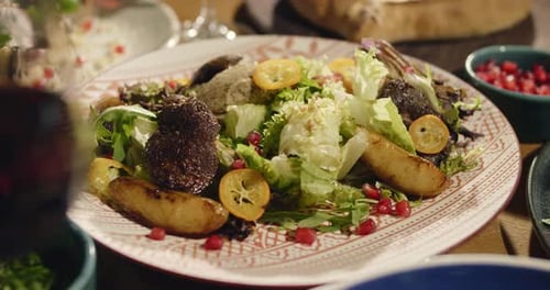 Eastern Cuisine Georgian Fresh Salad Georgian National Cuisine Food on the Table in the Restaurant