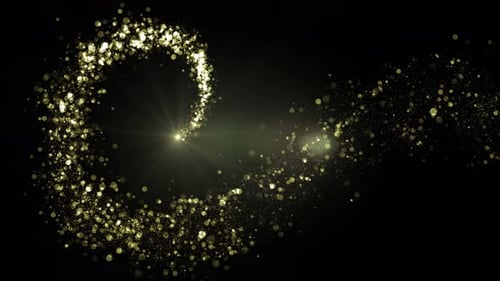 Golden Glitter Particle Flow Reveal Transition
