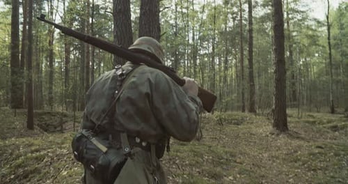 Reenactor Dressed As German Infantry