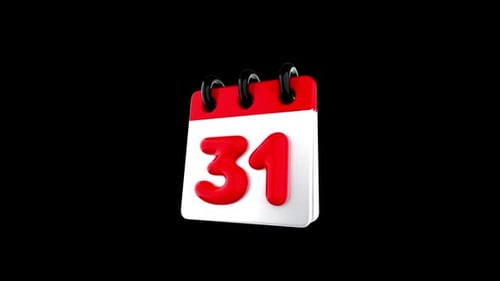 Ícone 3D do calendário número 31 Loop