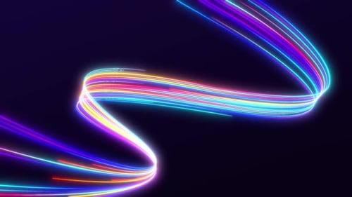 Dynamic Abstract Neon Light Trails Motion Background