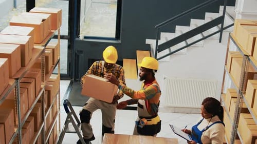 Group of People Working on Stock Logistics in Depot
