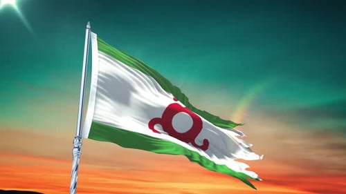 Realistic Waving Flag Animation with Green and Red Stripes