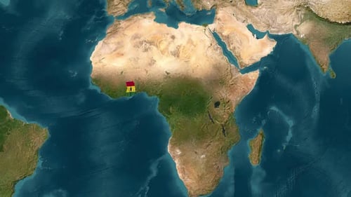 Ghana Map Zoom with Flag Reveal Animation