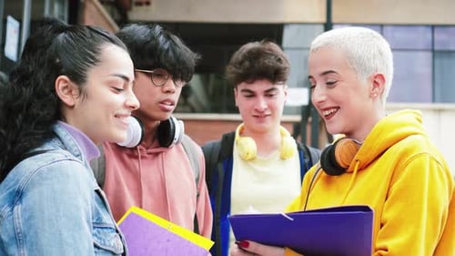 Group of Students Studying Together at School