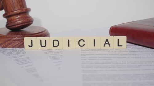 Gavel and Blocks Spelling Judicial