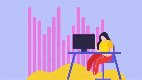 Woman Working On Laptop In Office 4K