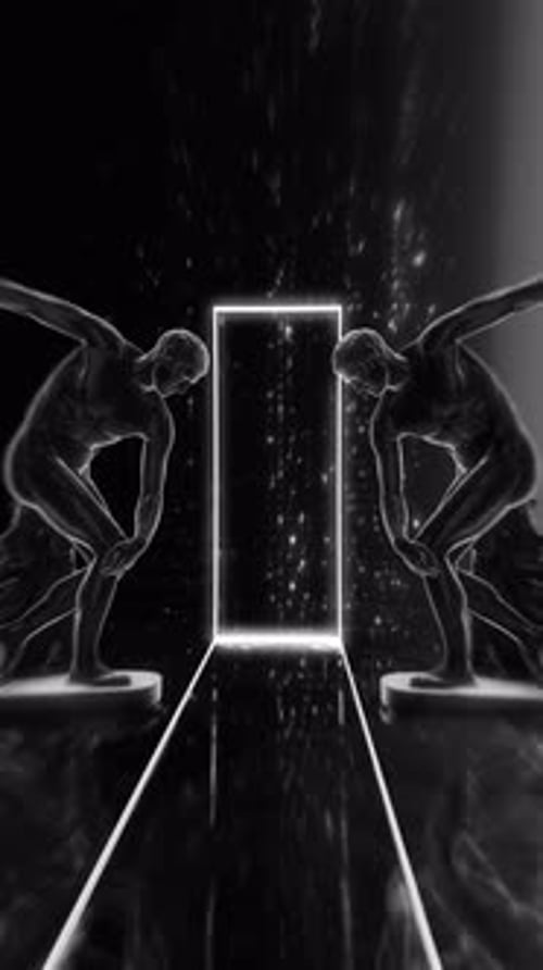 Dark Mirrored Roman Discobulus Statues Vertical Vj Loop