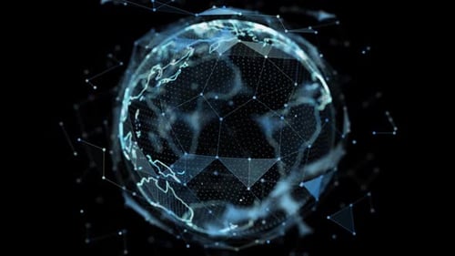 Futuristic Digital Global Network Earth Technology Loop