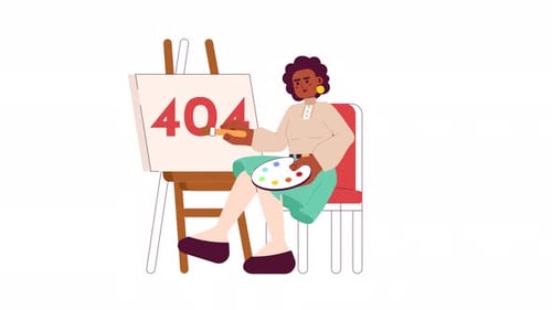 Schwarze Frau malt Staffelei 404 Fehleranimation