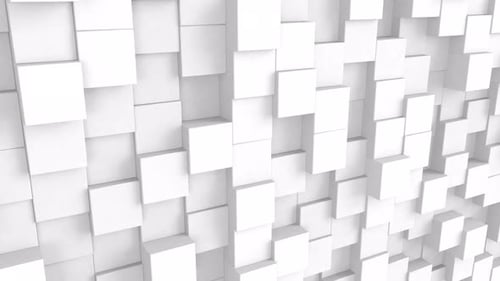 Dynamic White Geometric Cubes Wall Animated Background