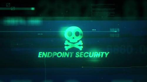 Glitch Effect Cybersecurity Skull and Text Reveal