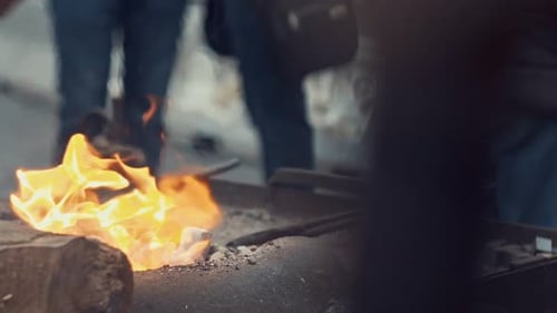 Blacksmith at Work in the Repair Shop in Prague