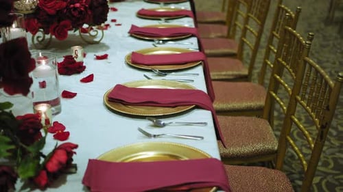 A Hall for Celebrations Elements Table Decoration Move Camera Shot