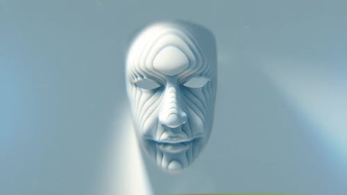 Abstract 3D Mask Morphing Animation