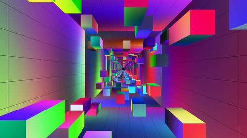 Holographischer Würfeltunnel — nahtloser Loop-Hintergrund