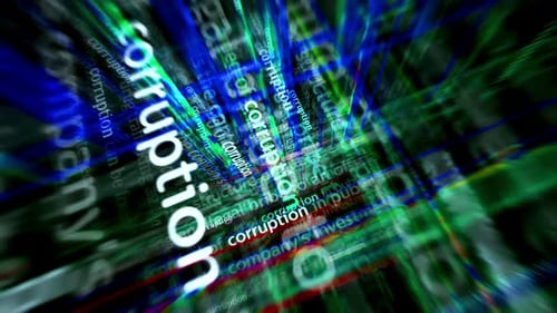 Corruption news titles media looped screens