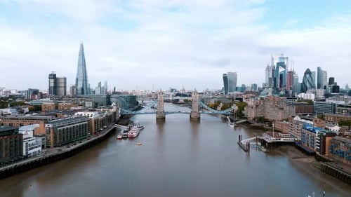Iconic Tower Bridge Connecting London with Southwark on the Thames River