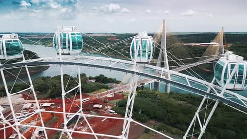Observing Wheel on the Triple Frontier Area Brazil Argentina Paraguay Aerial View of the Area Near