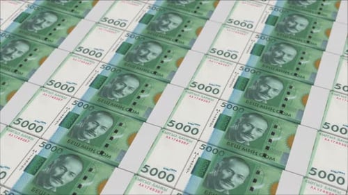 5000 KYRGYZSTANI SOM banknotes printed by a money press