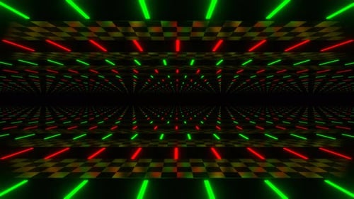 Corridor Of Red And Green Neon Lines Background Vj Loop In 4K