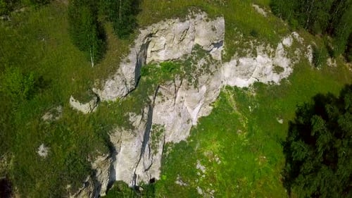 Aerial view over the summer cliffs