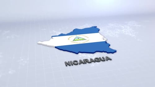 Nicaragua 3D Map with Flag and Country Name Reveal