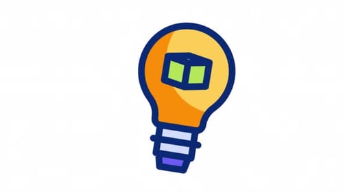 Animated Idea Lightbulb with Rotating Cube Icon