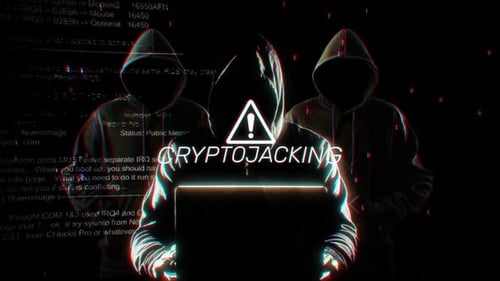 Cryptojacking Words Of Hacking Screen In Technology