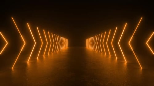 Tunnel au néon jaune futuriste