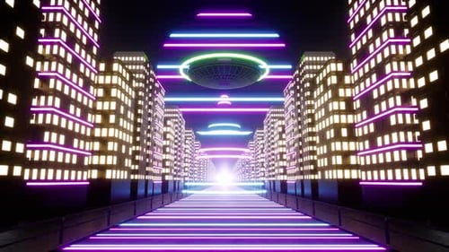 Retro-Neon-Ufo-Stadt