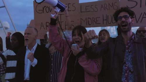 Group of People protesting in the city