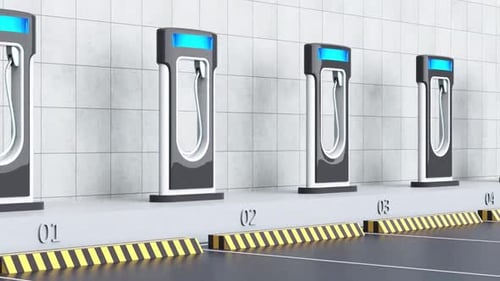 Charge station for electric cars. Electric car charger. Zero emission vehicle on EV only charging