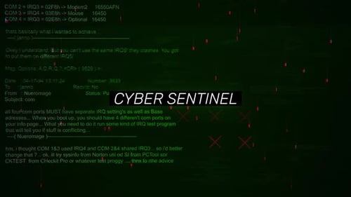 Cyber Sentinel Text On Hacking Background Screen