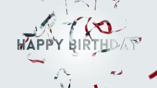 Joyeux anniversaire, fête, fond de fête. Carte d'anniversaire animée colorée, texte 3D