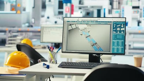 Computermonitor in einer leeren Anlage zur Aufrüstung von Solaranlagen
