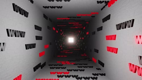 WWW symbols sign in white tunnel background 3d render. Hypertext transfer protocol secure web 3