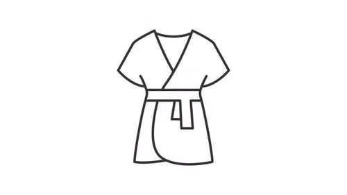 Minimalist Animated Line Art of a Spa Robe Icon