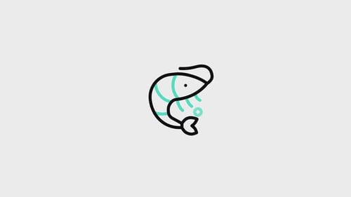 Animated Line Art Shrimp Icon Reveal
