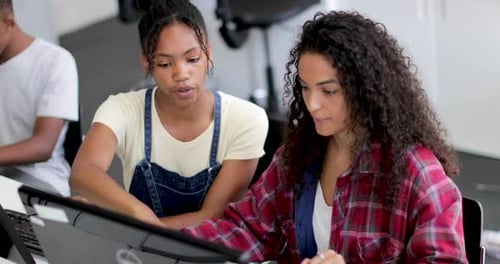 Students in a computer science class