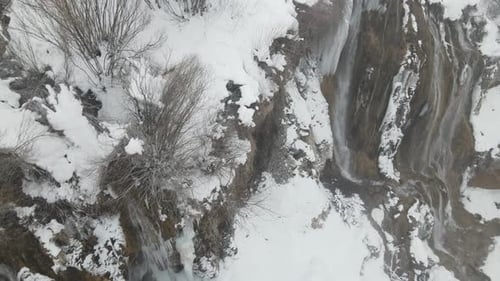 Snowy Waterfall Scenery