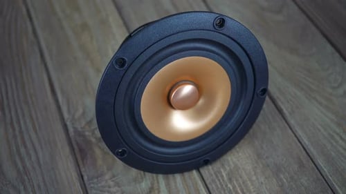 Close Up of a Black and Copper Speaker